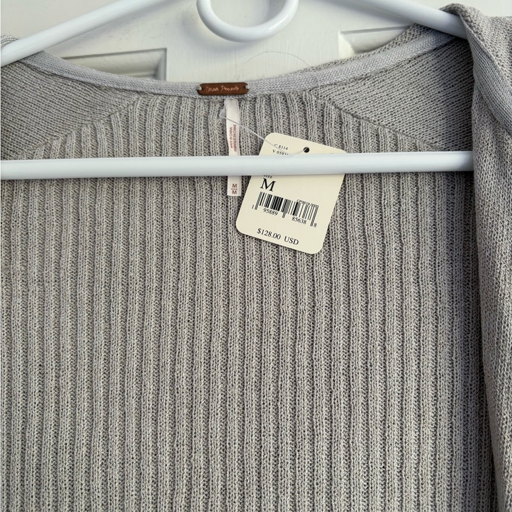 Free People Light Gray Ribbed Sweater Duster - maxi - Picture 4 of 6